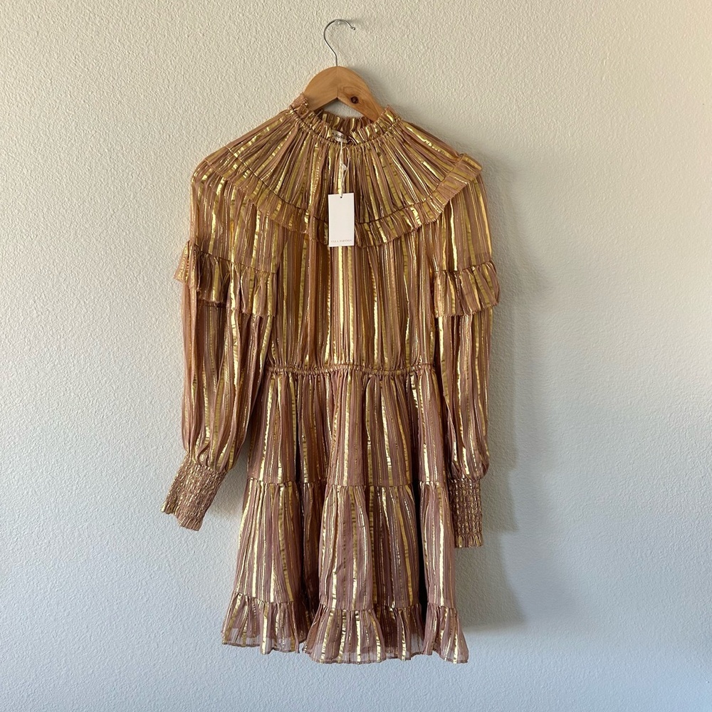 NWT Ulla Johnson Averil Ruffled Georgette Dress in Blush - Picture 2 of 6